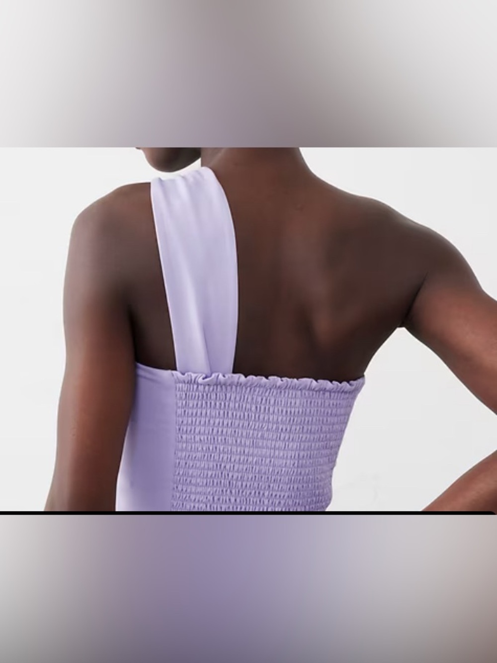 KNOTTED ONE-SHOULDER CROPPED BUSTIER- Lavender Orchid: M (fits as L) - Picture 5 of 7